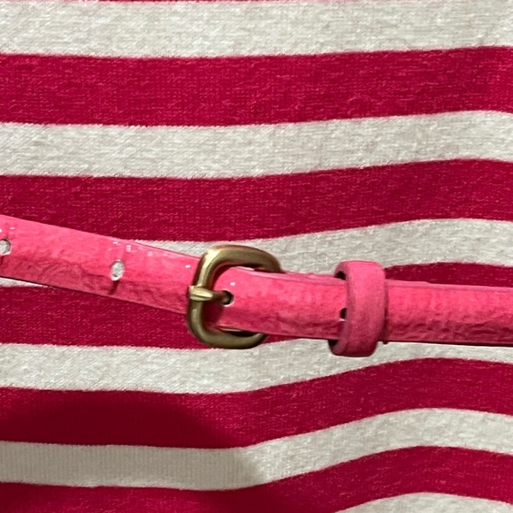 CALVIN KLEIN AUTHENTIC ELECTRIC PINK/WHITE STRIPE KNIT DESIGN SWEATER DRESS - Picture 8 of 13